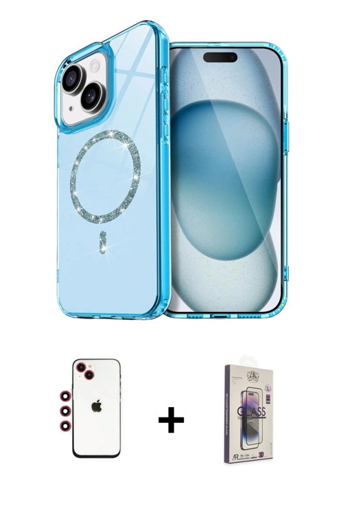 ieg™ iPhone 14 Kılıf Kıvılcım Form Prime - Siyah Bilvis 3D Cam Ekran Koruyucu + Kırmızı Shine Kamera
