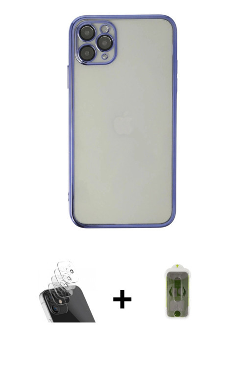 ieg™ iPhone 11 Pro Kılıf Vadi Minimal - Siyah Joko Magic 5D Hayalet Cam + Şeffaf Kamera Lens Koruma
