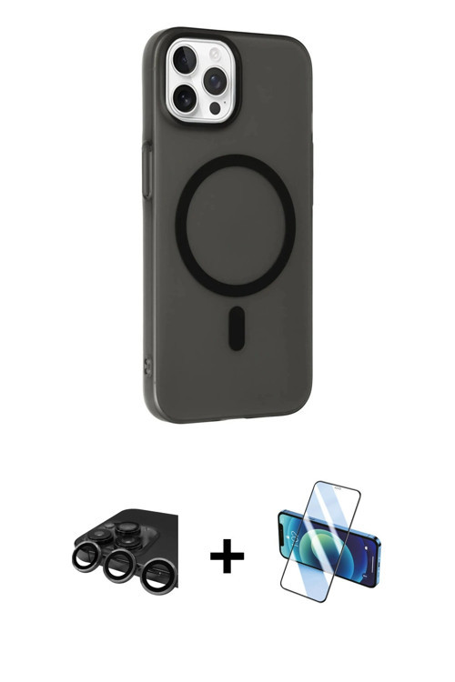 ieg™ iPhone 15 Pro Kılıf Çekirdek Modern Prime - Siyah 3D Antistatik Cam Ekran Koruyucu + Titanyum G