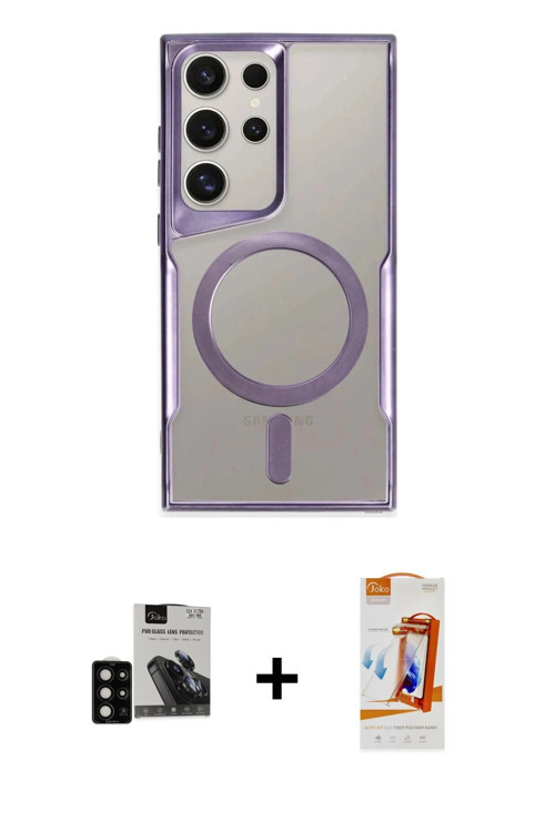 ieg™ Galaxy S24 Ultra Kılıf Yadigar Klasik Özel Seri - Siyah AutoKit 5in1 Fiber Polymer Nano Ekran K