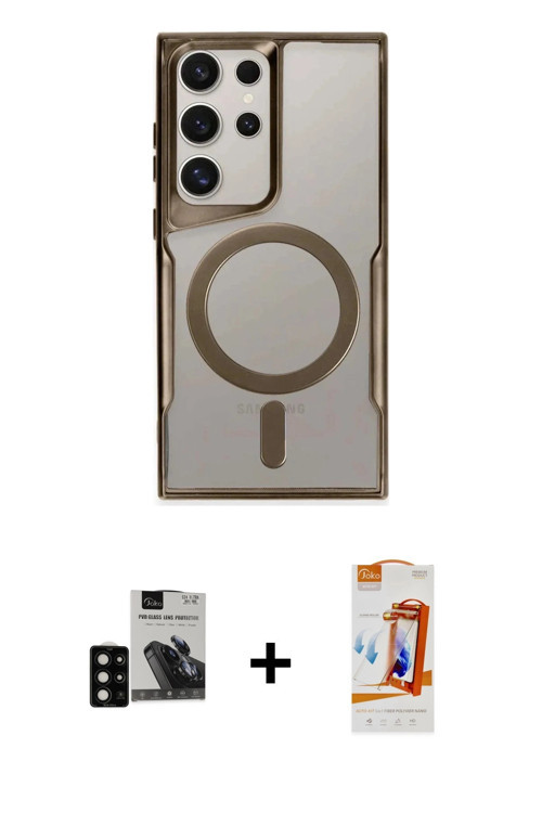 ieg™ Galaxy S24 Ultra Kılıf Yadigar Klasik Özel Seri - Siyah AutoKit 5in1 Fiber Polymer Nano Ekran K