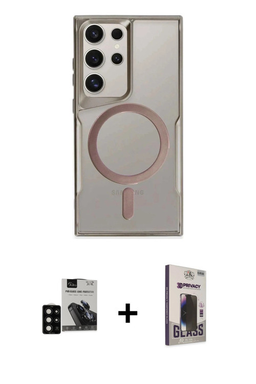 ieg™ Galaxy S24 Ultra Kılıf Yadigar Klasik Özel Seri - Siyah Bilvis Hayalet Cam Ekran Koruyucu + Siy