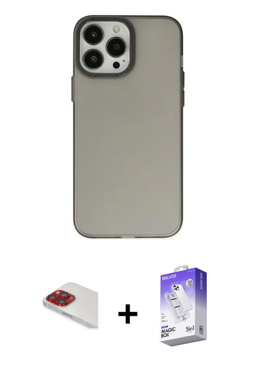 ieg™ iPhone 13 Pro Max Kılıf Ahenk Çizgi Prime - Siyah Bilvis 5in1 3D Magic Cam Ekran Koruyucu + Kır