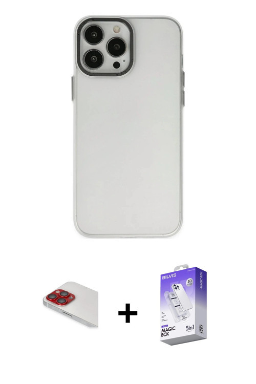 ieg™ iPhone 13 Pro Max Kılıf Ahenk Çizgi Prime - Siyah Bilvis 5in1 3D Magic Cam Ekran Koruyucu + Kır