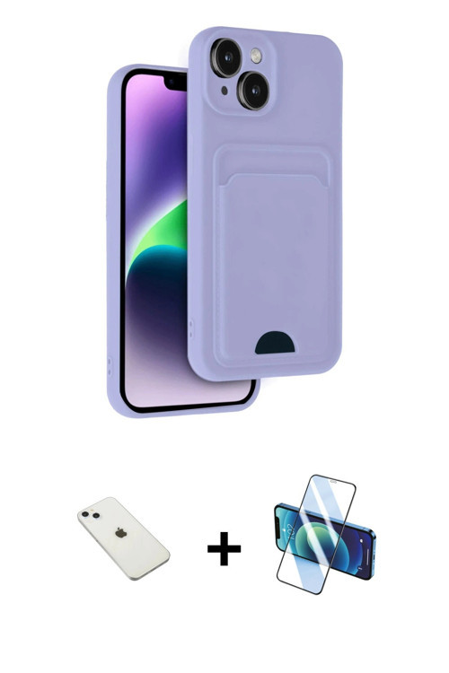 ieg™ iPhone 14 Kılıf Vadi Çizgi Prime - Siyah 3D Antistatik Cam Ekran Koruyucu + Sierra Blue Diamond