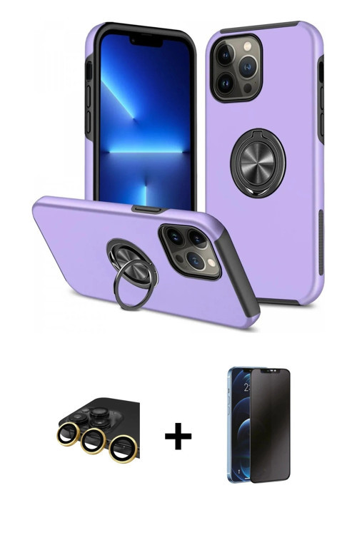 ieg™ iPhone 13 Pro Max Kılıf Odak Form Prime - Siyah 3D Antistatik Hayalet Cam Ekran Koruyucu + Gold