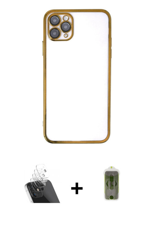 ieg™ iPhone 11 Pro Kılıf Vadi Minimal - Siyah Joko Magic 5D Hayalet Cam + Şeffaf Kamera Lens Koruma
