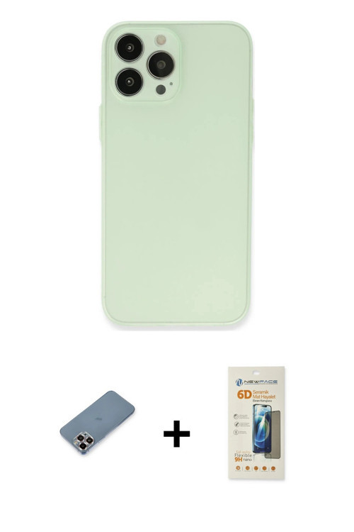 iPhone 13 Pro Max Kılıf Atlas Minimal Prime - Siyah 6D Mat Seramik Hayalet Nano Ekran Koruyucu