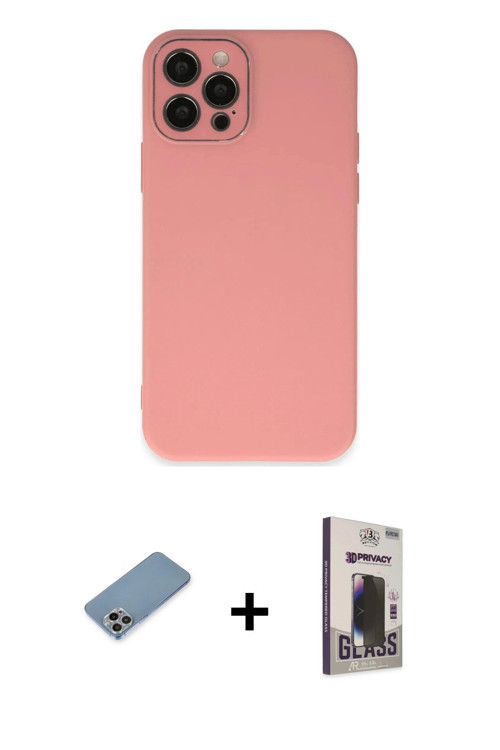 ieg™ iPhone 12 Pro Max Kılıf Çekirdek Modern Serisi - Siyah Bilvis Hayalet Cam Ekran Koruyucu + Gökk
