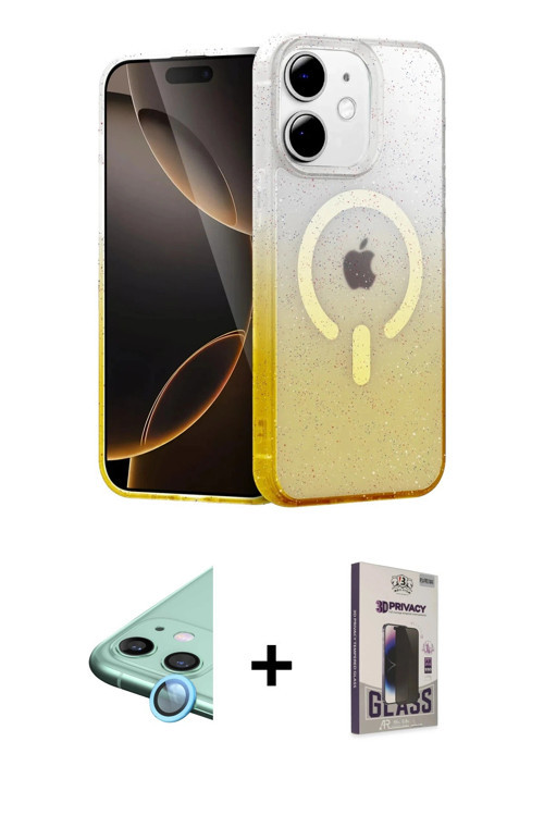 ieg™ iPhone 11 Kılıf Eksen Minimal Özel Seri - Siyah Bilvis Hayalet Cam Ekran Koruyucu + Mavi Raze M