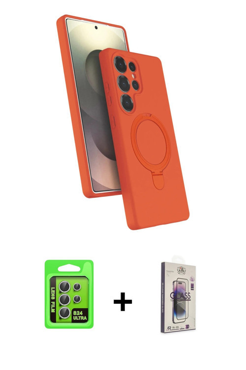 ieg™ Galaxy S24 Ultra Kılıf İz Işık Koleksiyonu - Siyah Bilvis 3D Cam Ekran Koruyucu + Gümüş Raze Me