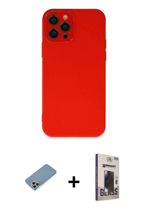 ieg™ iPhone 12 Pro Max Kılıf Çekirdek Modern Serisi - Siyah Bilvis Hayalet Cam Ekran Koruyucu + Gökk