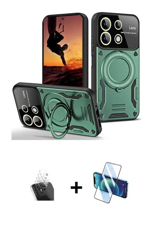 ieg™ Redmi 13 4G Kılıf Kıvılcım Modern Serisi - Siyah 3D Antistatik Seramik Nano Ekran Koruyucu + Şe