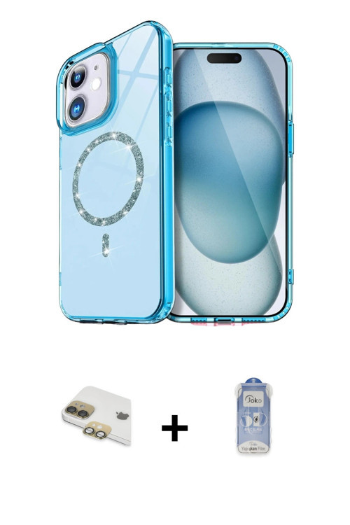 ieg™ iPhone 11 Kılıf Kıvılcım Form Prime - Siyah Joko Magic 5D Cam + Gold Pers Alüminyum Kamera Lens