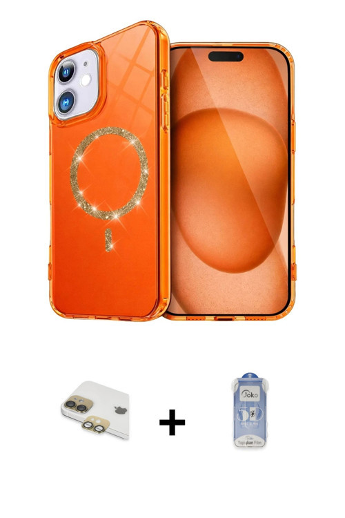 ieg™ iPhone 11 Kılıf Kıvılcım Form Prime - Siyah Joko Magic 5D Cam + Gold Pers Alüminyum Kamera Lens