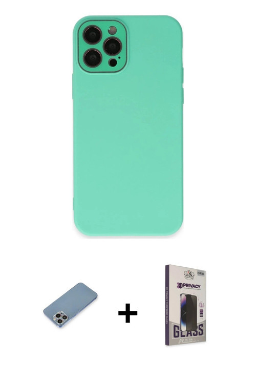 ieg™ iPhone 12 Pro Max Kılıf Çekirdek Modern Serisi - Siyah Bilvis Hayalet Cam Ekran Koruyucu + Gökk