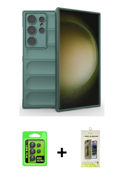 ieg™ Galaxy S24 Ultra Kılıf Atlas Koleksiyonu - Siyah Joko Magic 5D Hayalet Cam + Siyah Raze Metal K
