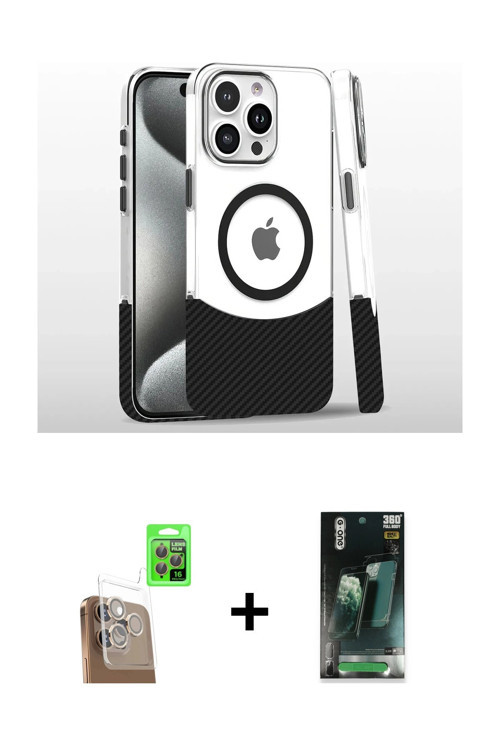 ieg™ iPhone 16 Pro Kılıf İz Asil Prime - Siyah 360 Mat Full Body Arka Koruyucu + Çöl Titanyum Raze M