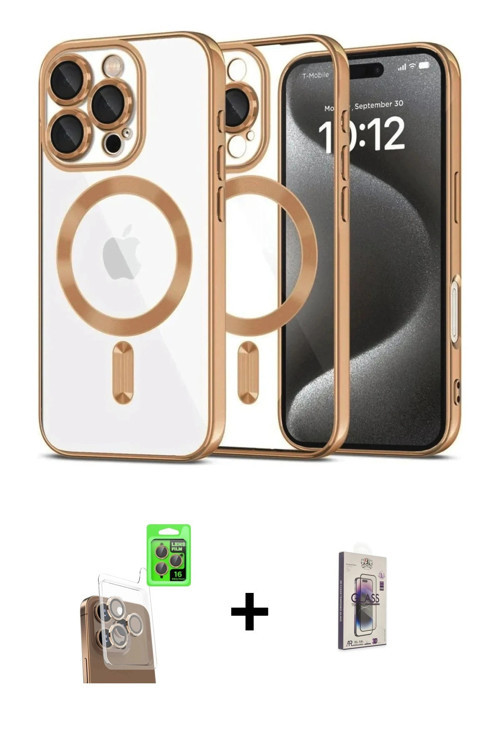 ieg™ iPhone 16 Pro Kılıf Nova Işık Özel Seri - Siyah Bilvis 3D Cam Ekran Koruyucu + Çöl Titanyum Raz
