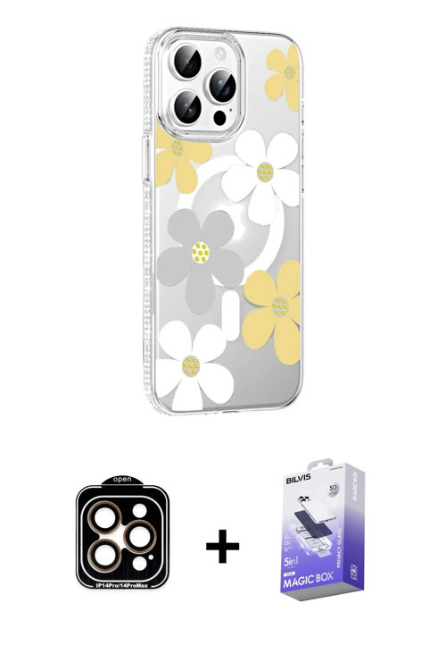 ieg™ iPhone 15 Pro Max Kılıf Yörünge Işık Prime - Siyah Bilvis 5in1 5D Magic Hayalet Cam Ekran Koruy