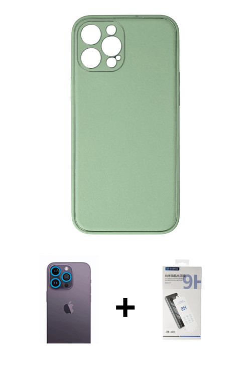 ieg™ iPhone 12 Pro Kılıf Yadigar Klasik - Şeffaf Uv Polymer Nano Ekran Koruyucu + Mavi Neon Fosforlu