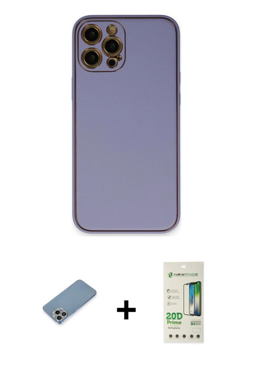 ieg™ iPhone 12 Pro Max Kılıf Yadigar Klasik - Siyah 20D Premium Cam Ekran Koruyucu + Gökkuşağı Shine
