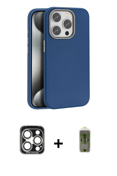 ieg™ iPhone 15 Pro Max Kılıf Zirve Modern Prime - Siyah Joko Magic 5D Hayalet Cam + Gümüş PVD Metal