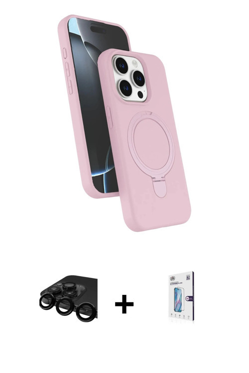 ieg™ iPhone 15 Pro Max Kılıf İz Işık Koleksiyonu - Siyah Bilvis 0.18mm Plus Cam Ekran Koruyucu + Siy