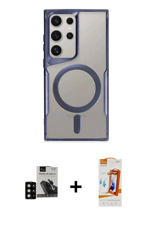 ieg™ Galaxy S24 Ultra Kılıf Yadigar Klasik Özel Seri - Siyah AutoKit 5in1 Fiber Polymer Nano Ekran K