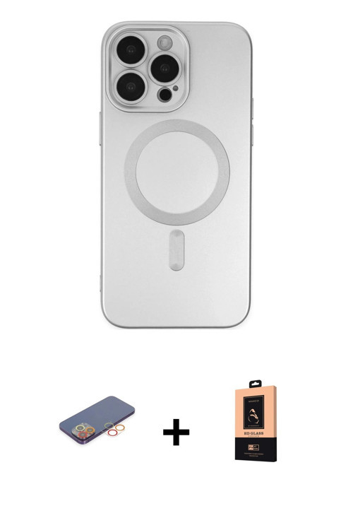 ieg™ iPhone 13 Pro Max Kılıf Akış Minimal Özel Seri - Şeffaf Maxco Cam Ekran Koruyucu + Turuncu Renk