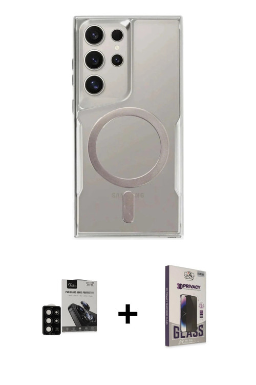 ieg™ Galaxy S24 Ultra Kılıf Yadigar Klasik Özel Seri - Siyah Bilvis Hayalet Cam Ekran Koruyucu + Siy