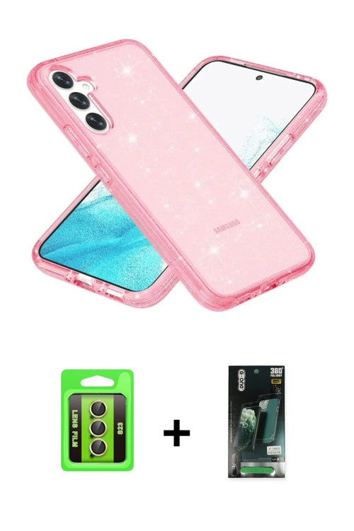 ieg™ Galaxy S23 Kılıf Nova Asil Prime - Siyah 360 Mat Full Body Arka Koruyucu + Sarı Raze Metal Kame
