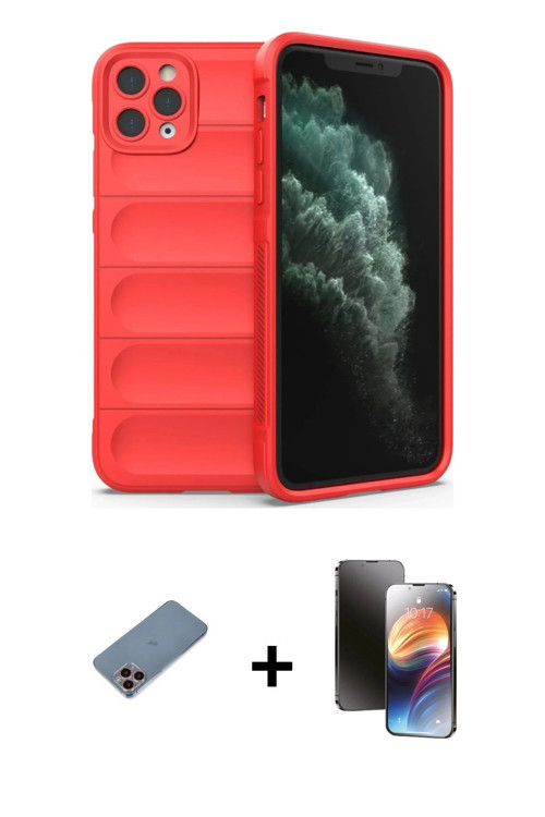 ieg™ iPhone 11 Pro Kılıf Atlas Koleksiyonu - Siyah 3D Antistatik Mat Seramik Nano Ekran Koruyucu + P