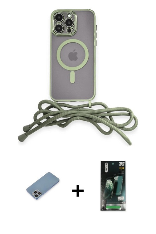 ieg™ iPhone 13 Pro Max Kılıf Eksen Özel Seri - Şeffaf 360 Full Body Arka Koruyucu + Gökkuşağı Shine