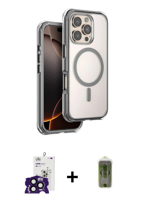 ieg™ iPhone 16 Pro Max Kılıf Zirve Klasik Prime - Siyah Joko Magic 5D Hayalet Cam + Siyah Bilvis Tit