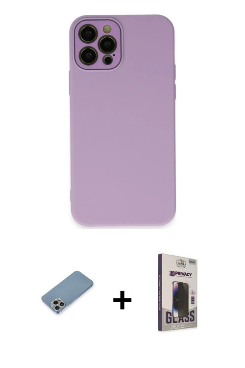 ieg™ iPhone 12 Pro Max Kılıf Çekirdek Modern Serisi - Siyah Bilvis Hayalet Cam Ekran Koruyucu + Gökk