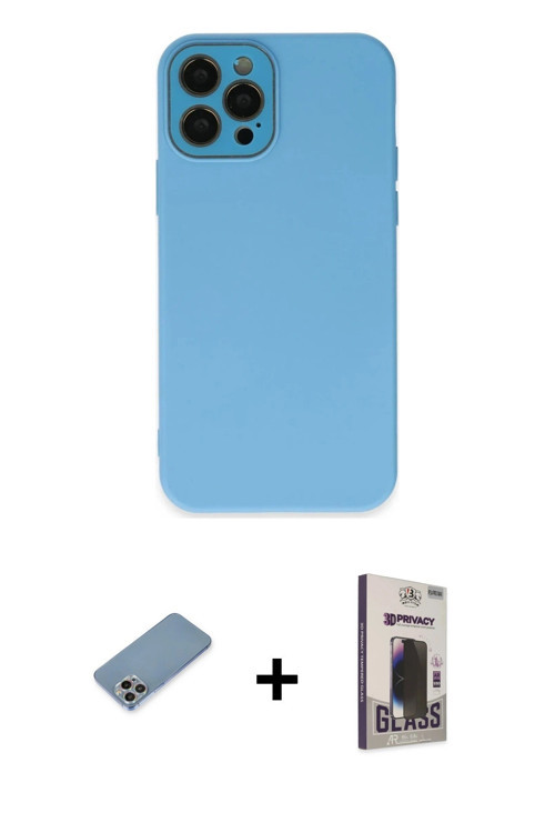 ieg™ iPhone 12 Pro Max Kılıf Çekirdek Modern Serisi - Siyah Bilvis Hayalet Cam Ekran Koruyucu + Gökk