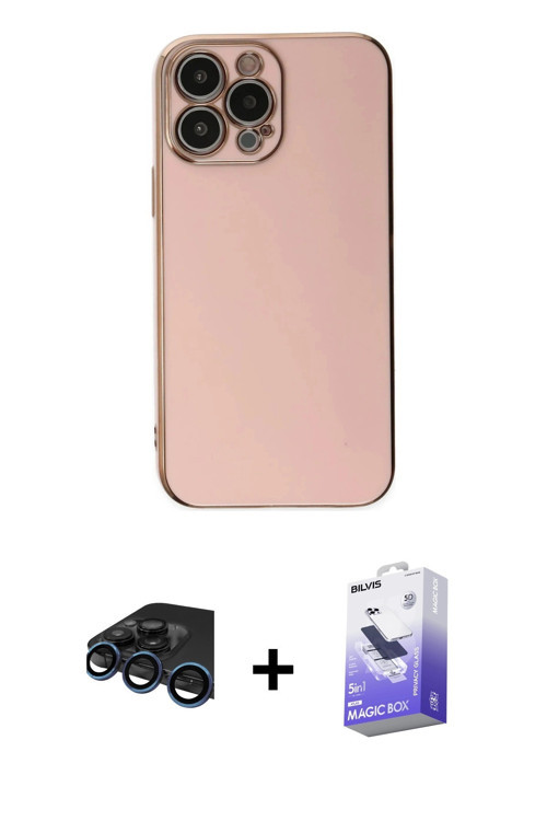 ieg™ iPhone 15 Pro Max Kılıf Yankı Serisi - Siyah Bilvis 5in1 5D Magic Hayalet Cam Ekran Koruyucu +