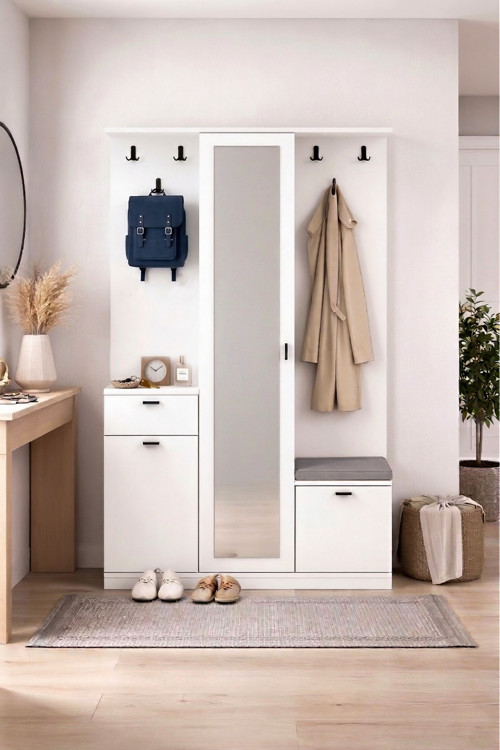 Harmony Partmanto Vestiyer Ayakkabılık 106x190x39 cm Beyaz - Modern Tasarım