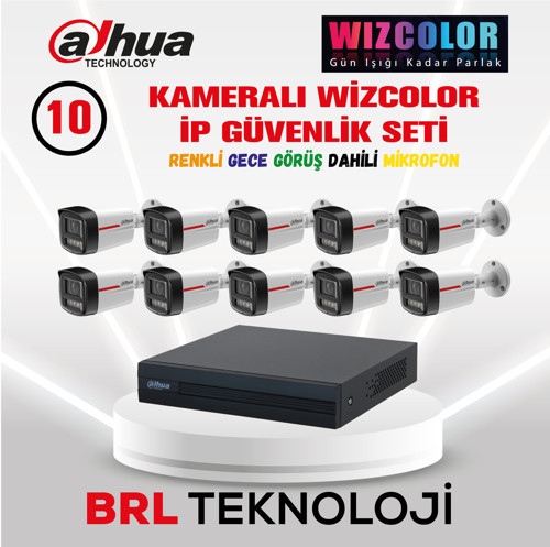 10 Kameralı 4 MP WizColor Dahili Mikrofonlu İp Güvenlik Kamera Seti