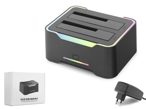 HDX1790 USB 3.0 HDD/SSD Disk Docking Station SATA 2.5 /3.5 İnç Klonlama Destekli RGB - Siyah