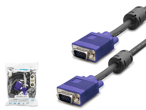 HDX7783 VGA Kablo OD 7.3 mm A Kalite 3 m - Siyah Mavi