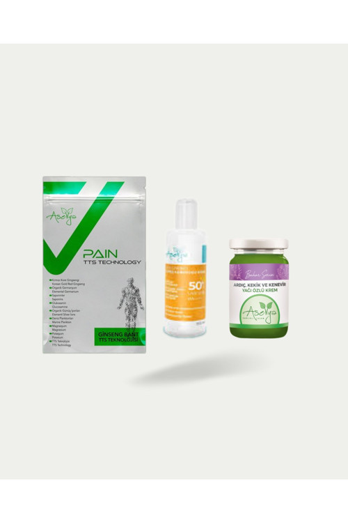 Doğal Bakim Üçlü Set – Ginseng Bant, Ardiç Kekik Kenevir Krem(Mor) Ve Güneş Kremi