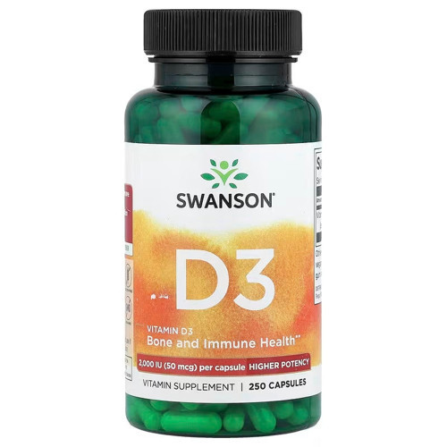 Vitamin D3 Higher Potency 50 mcg 2,000 IU 250 Caps