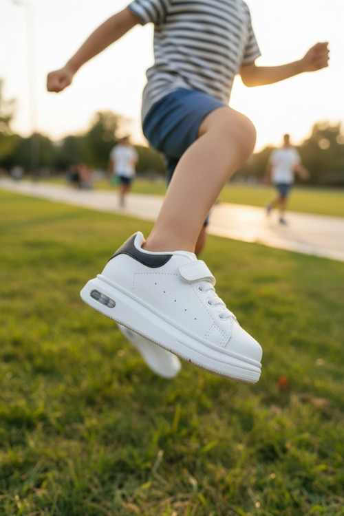 Çocuk Ortopedik Tabanlı Hava Kanallı Cırt Cırtlı Sneaker Ayakkabı