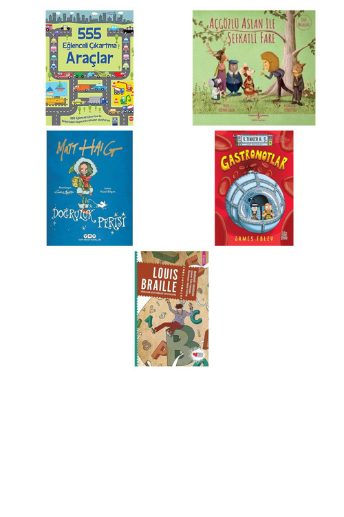 555 Eğlenceli Çıkartma - Araçlar + 4 Kitap (Set)