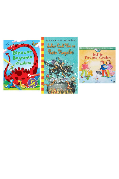 Dinozor Boyama Kitabım: Boyanacak 16 Harika Resim + 2 Kitap (Set)