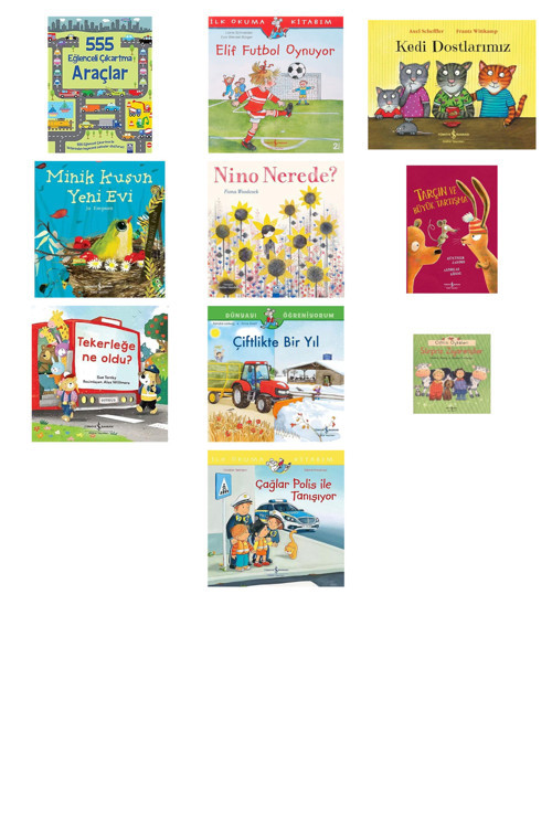 555 Eğlenceli Çıkartma - Araçlar + 9 Kitap (Set)