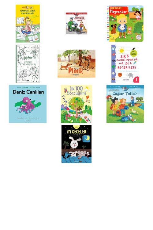 Arkadaşım Elif - Eğlenceli Çizgi Çalışmaları + 9 Kitap (Set)