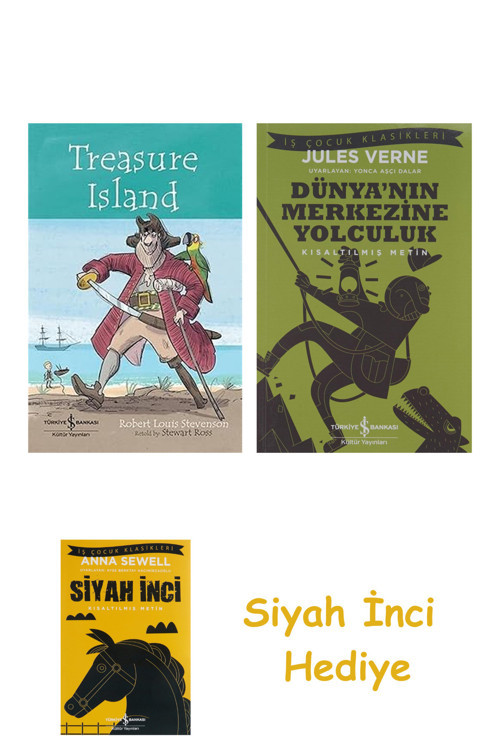 Treasure Island - Children’S Classic + Dünyanın Merkezine Yolculuk + Siyah İnci Hediye